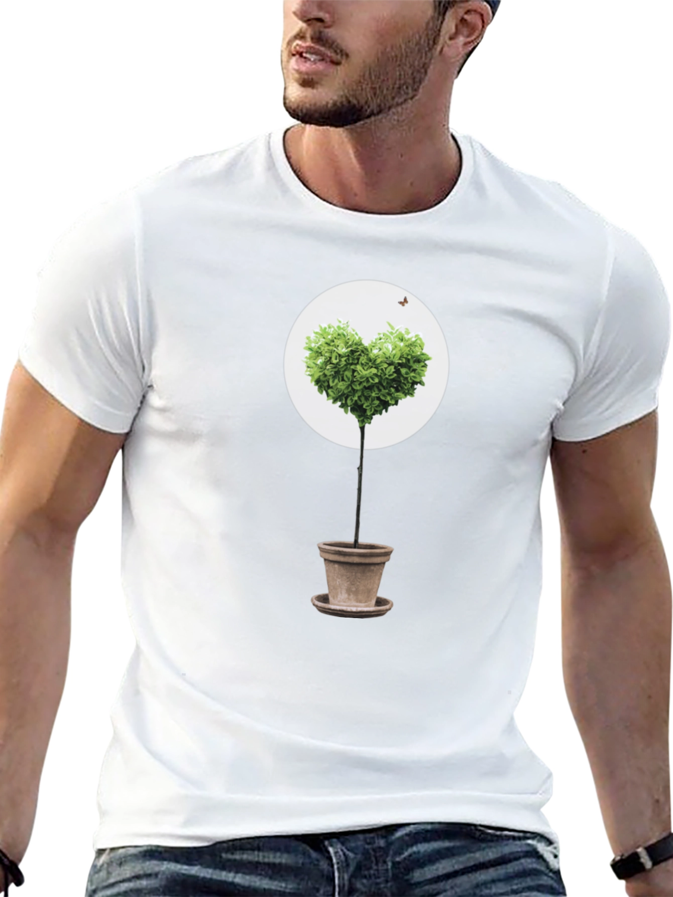 Heart Tree Graphic Tee - Black Cotton T-Shirt