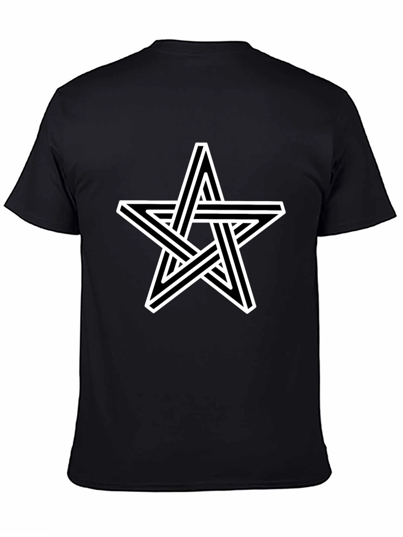 Optical Illusion Star Graphic Tee - Black