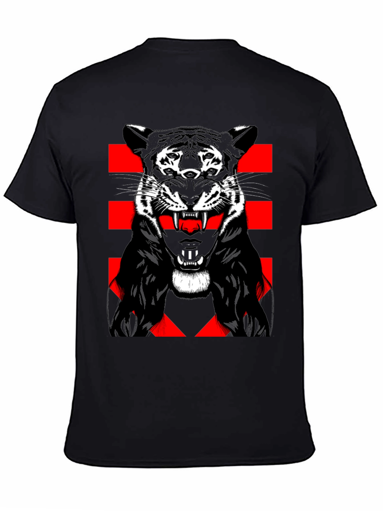 Tiger Graphic Print Mens Black T-Shirt