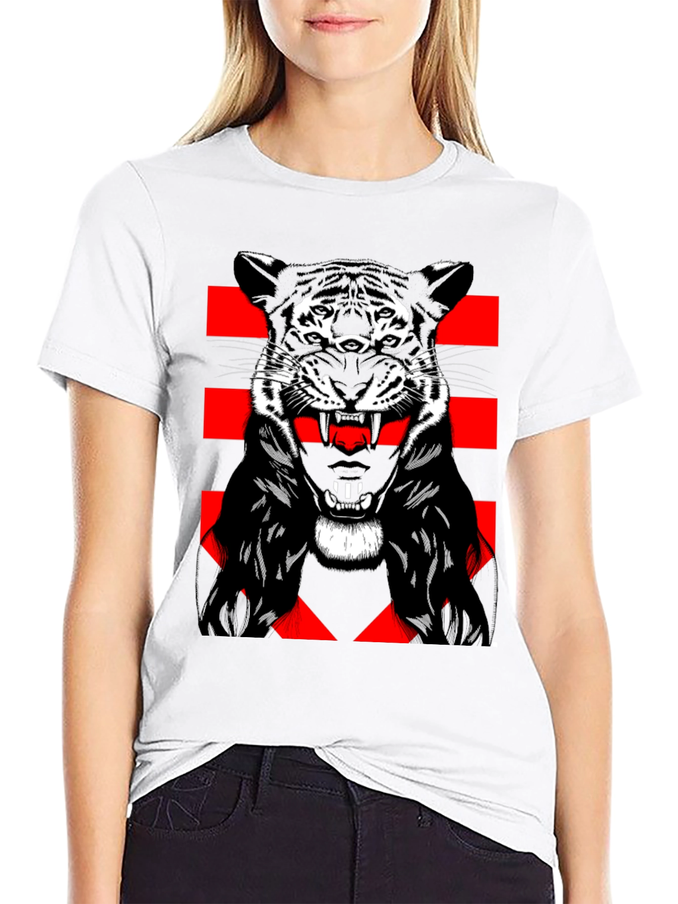 Tiger Graphic Print Mens Black T-Shirt