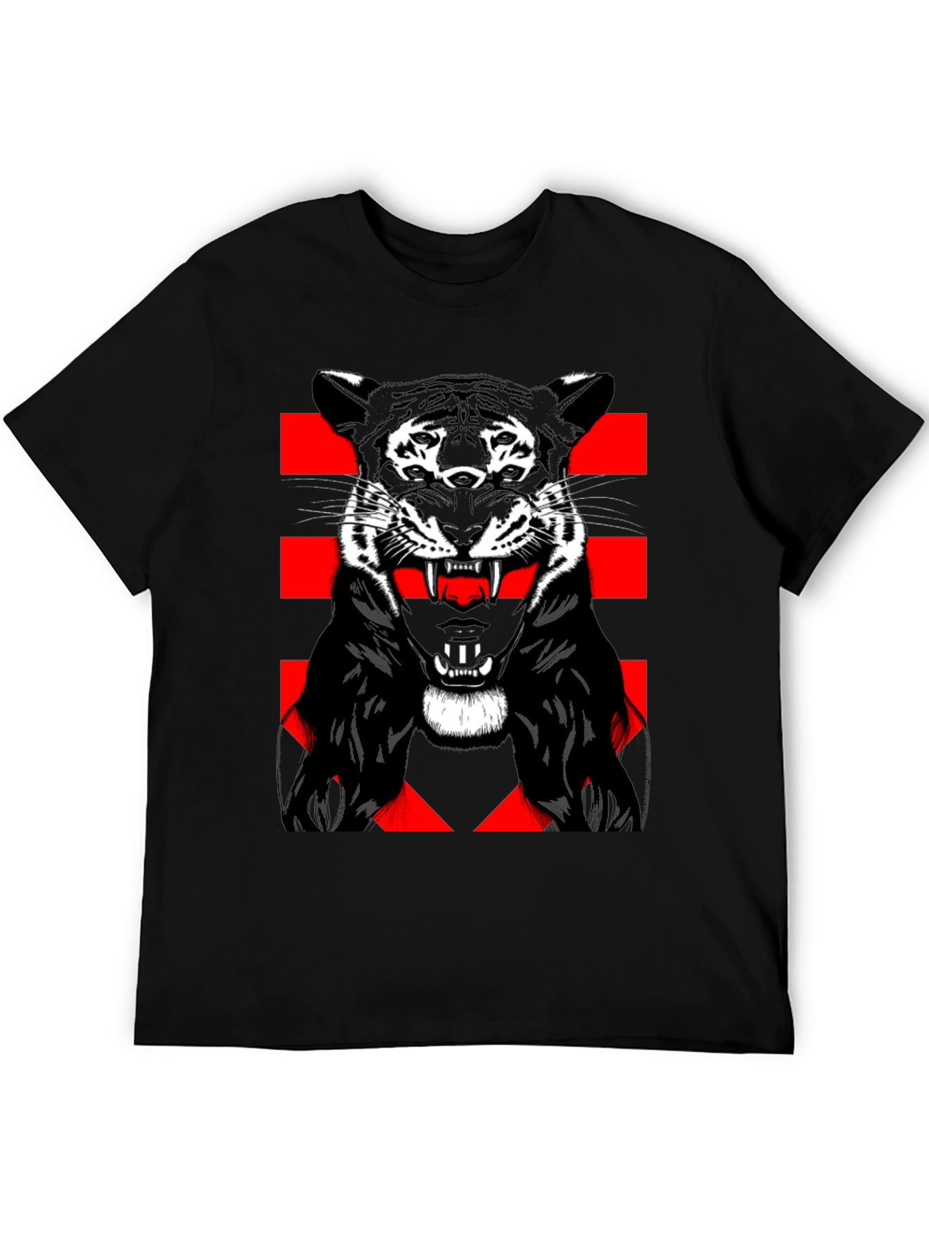 Tiger Graphic Print Mens Black T-Shirt
