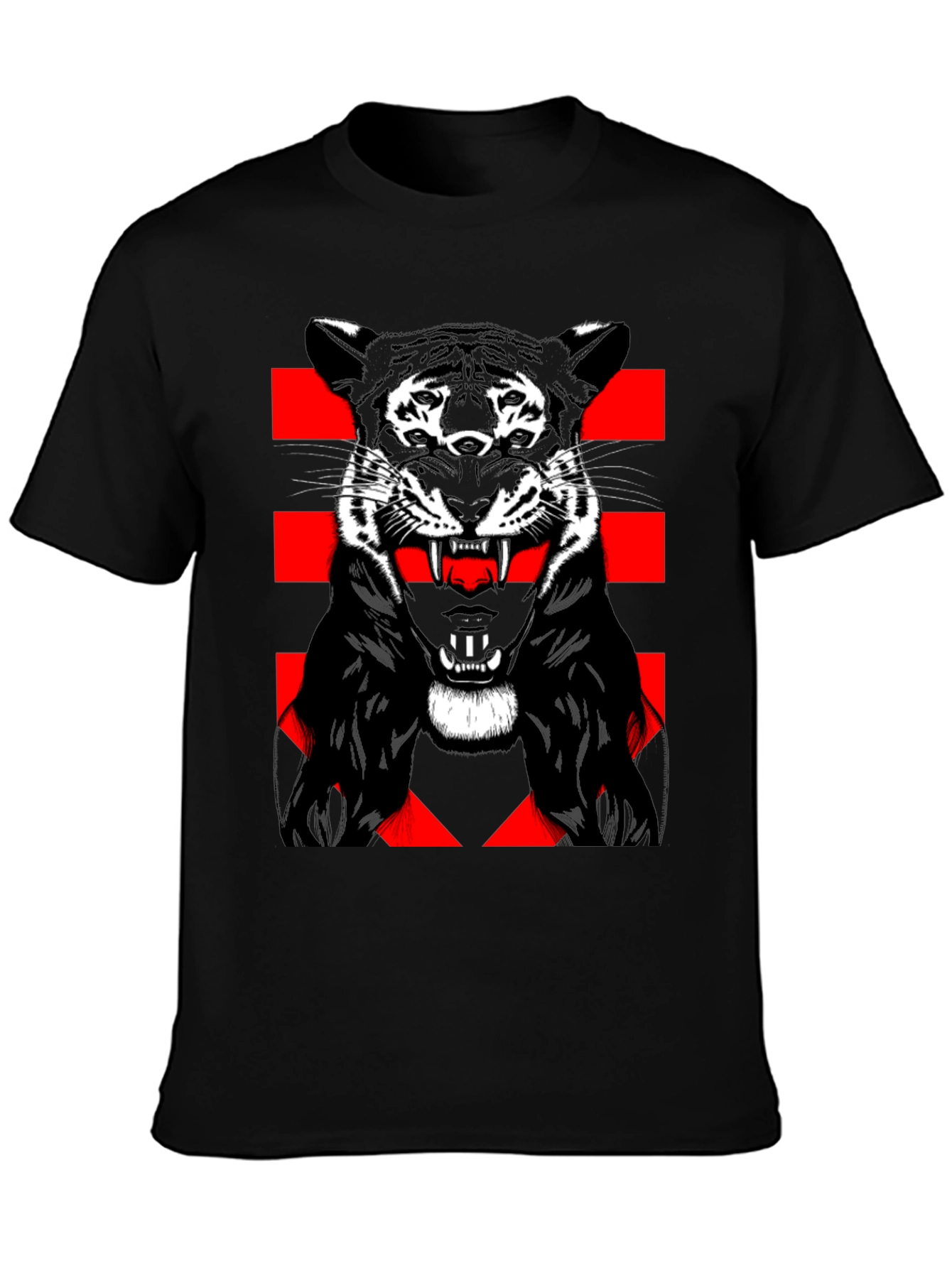 Tiger Graphic Print Mens Black T-Shirt