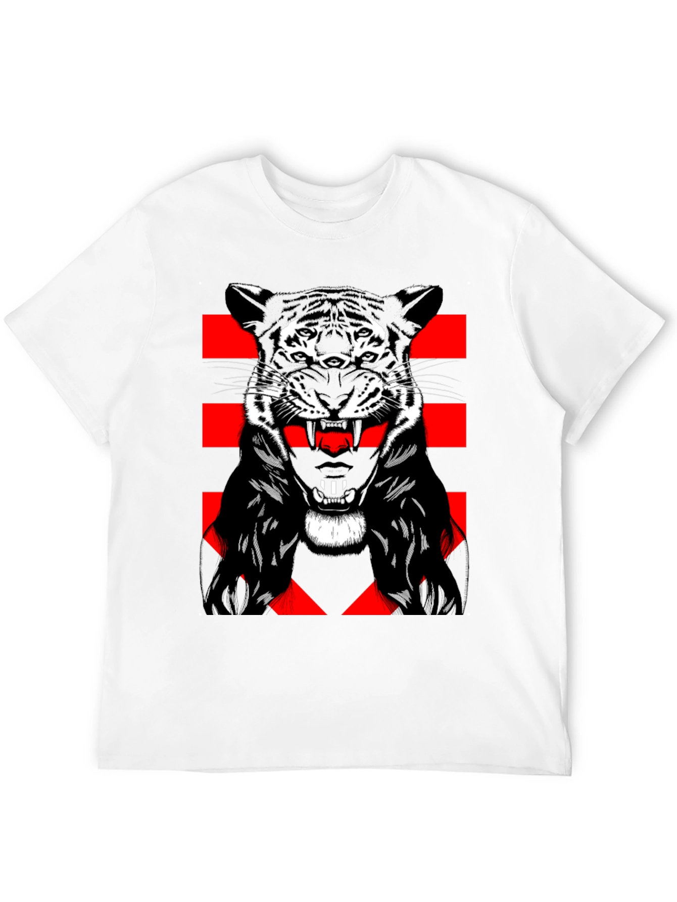 Tiger Graphic Print Mens Black T-Shirt