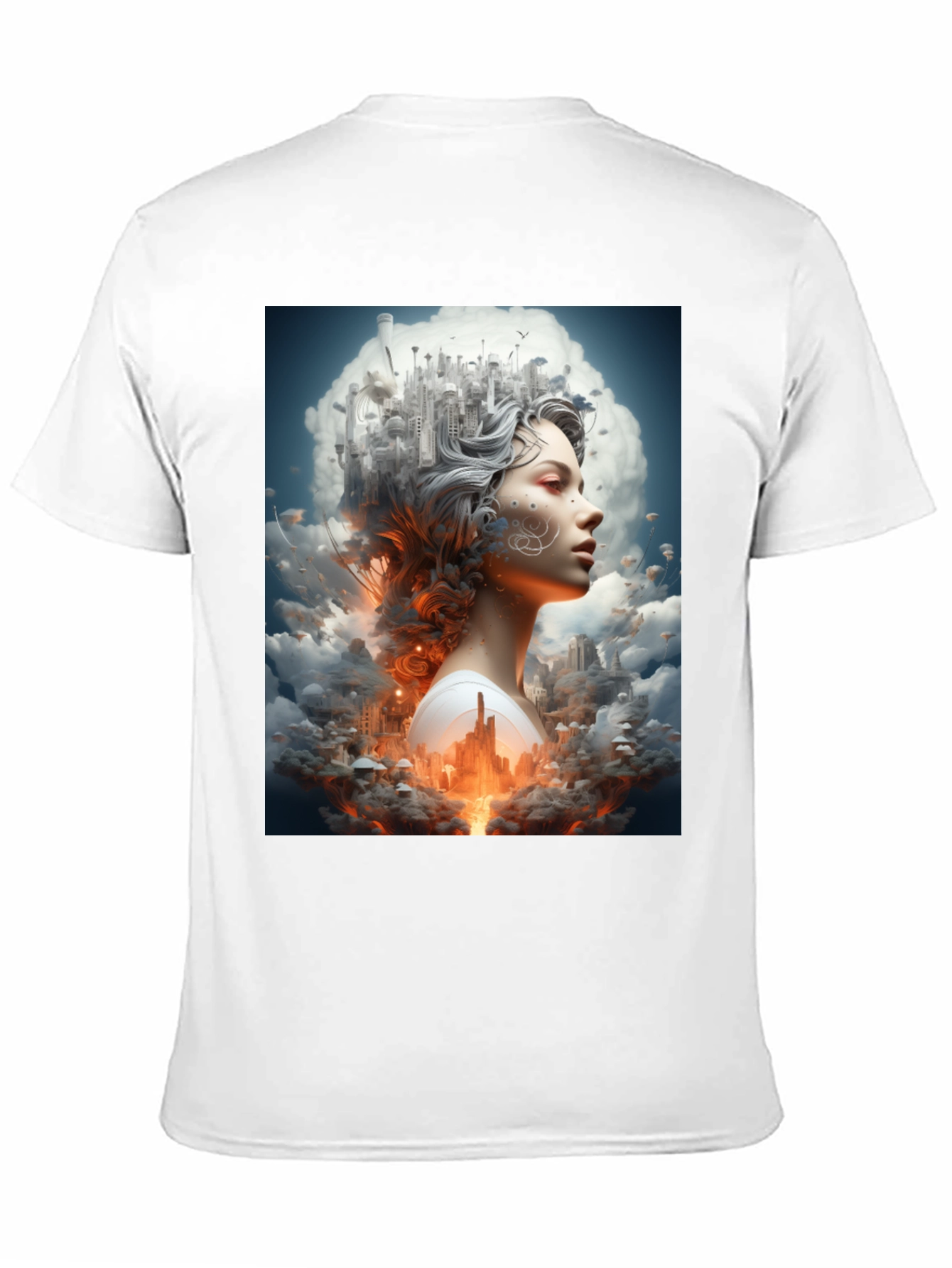 Artistic Cityscape Woman Black T-Shirt