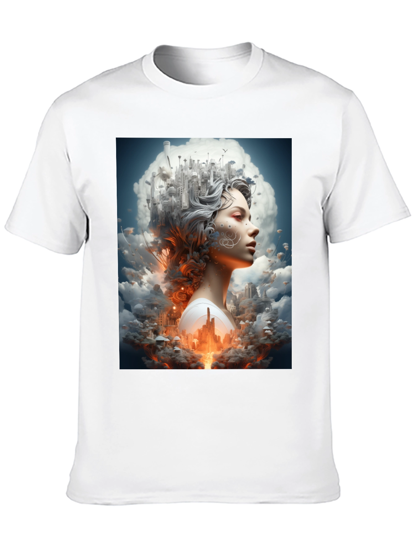 Artistic Cityscape Woman Black T-Shirt