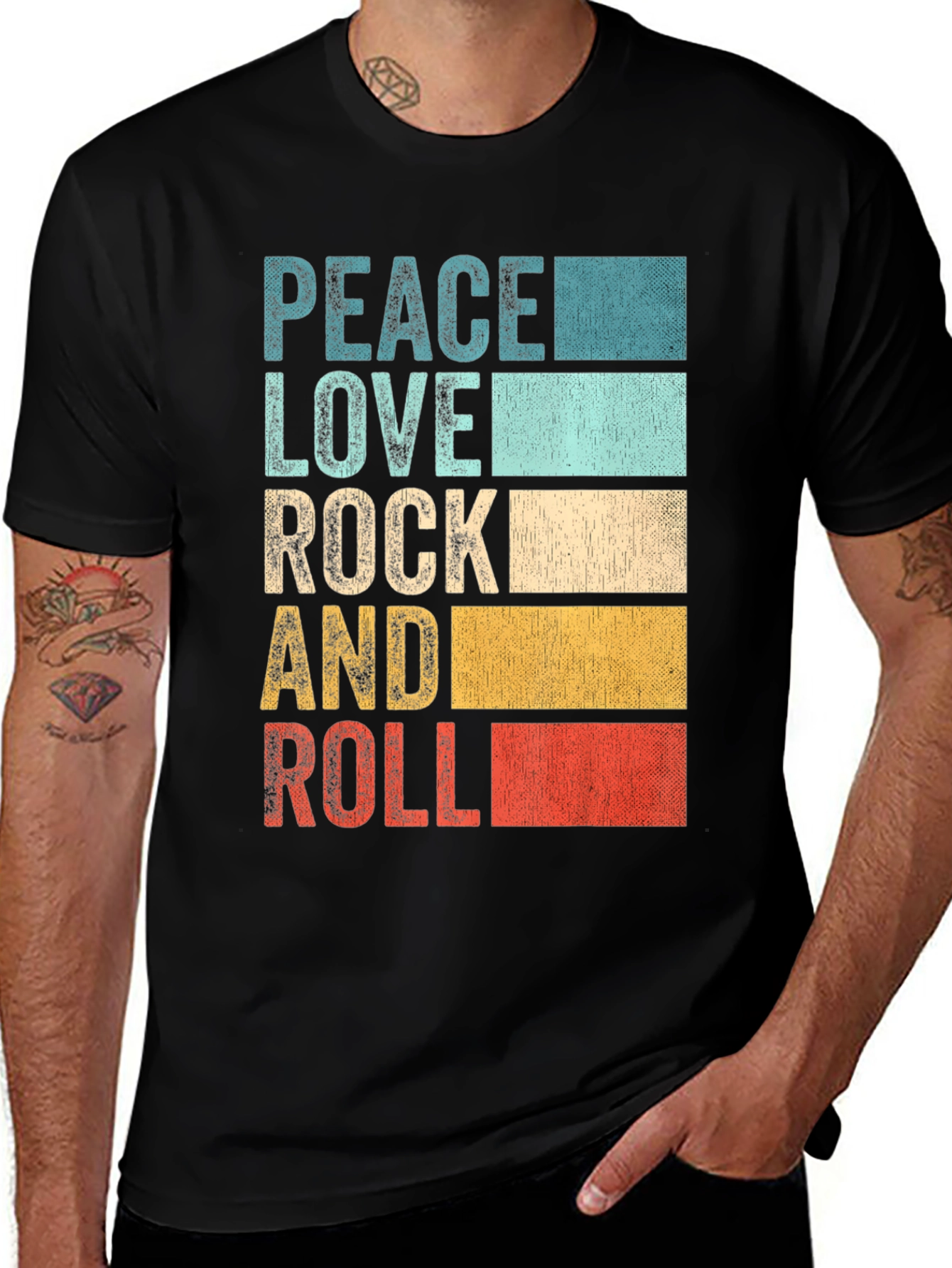 Peace Love Rock and Roll Retro T-Shirt