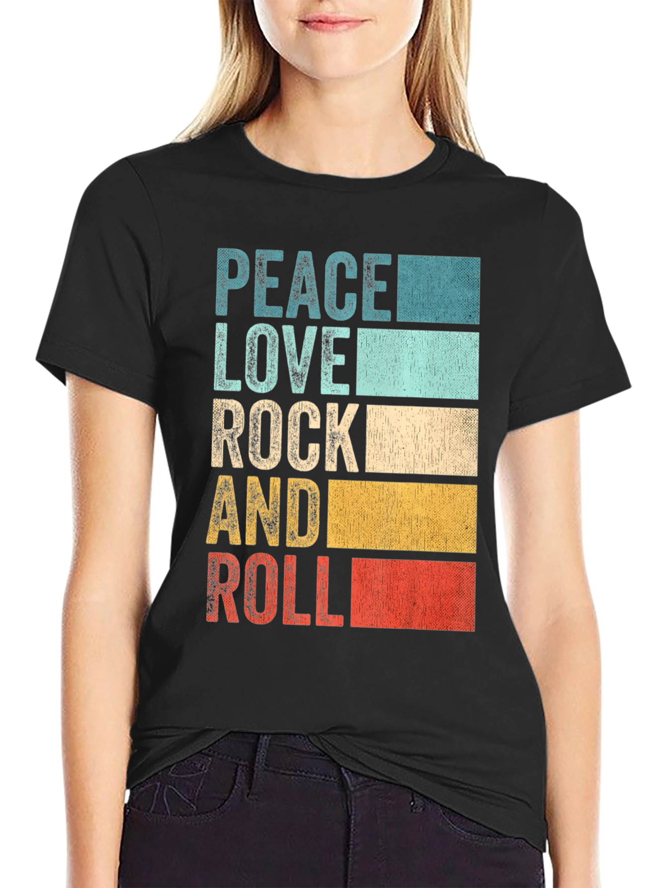 Peace Love Rock and Roll Retro T-Shirt
