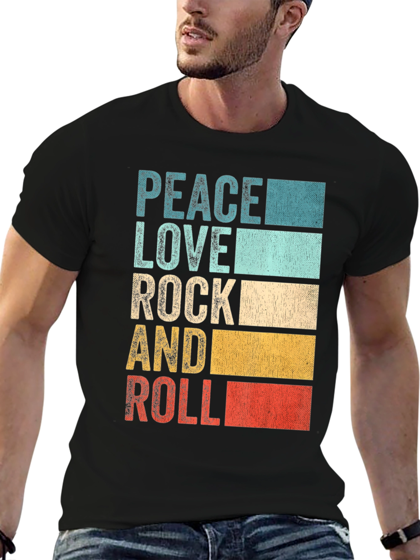 Peace Love Rock and Roll Retro T-Shirt