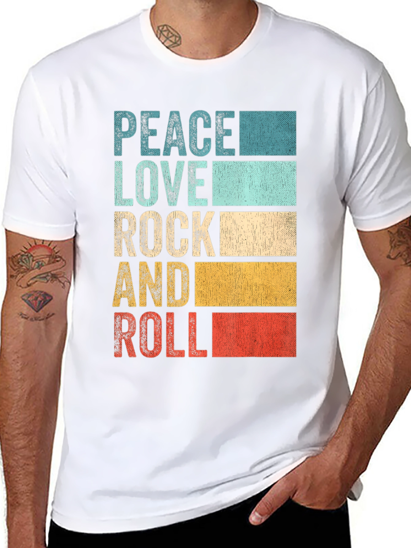 Peace Love Rock and Roll Retro T-Shirt