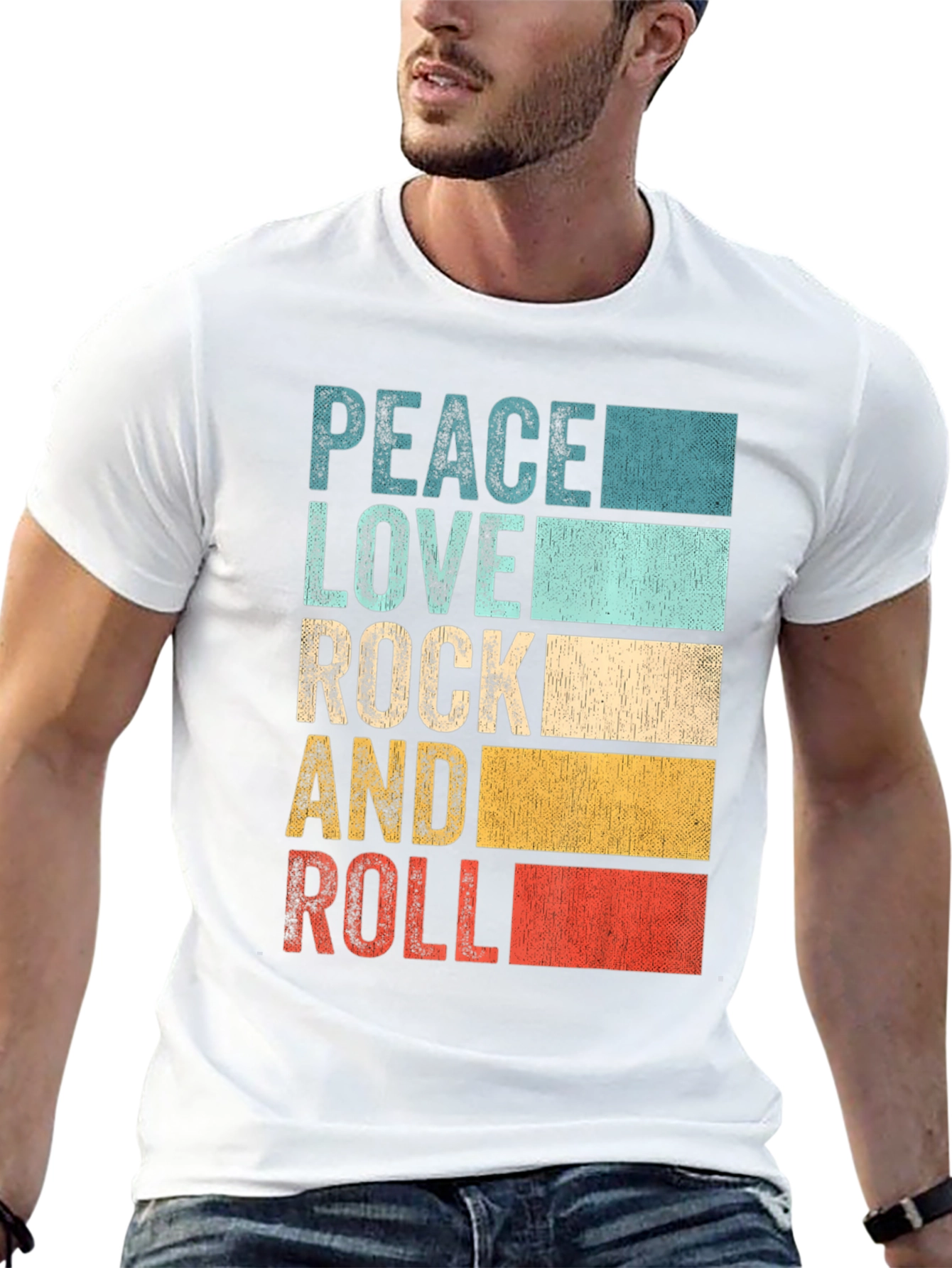Peace Love Rock and Roll Retro T-Shirt