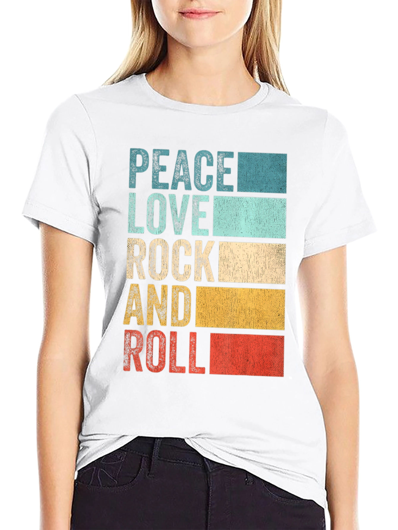 Peace Love Rock and Roll Retro T-Shirt