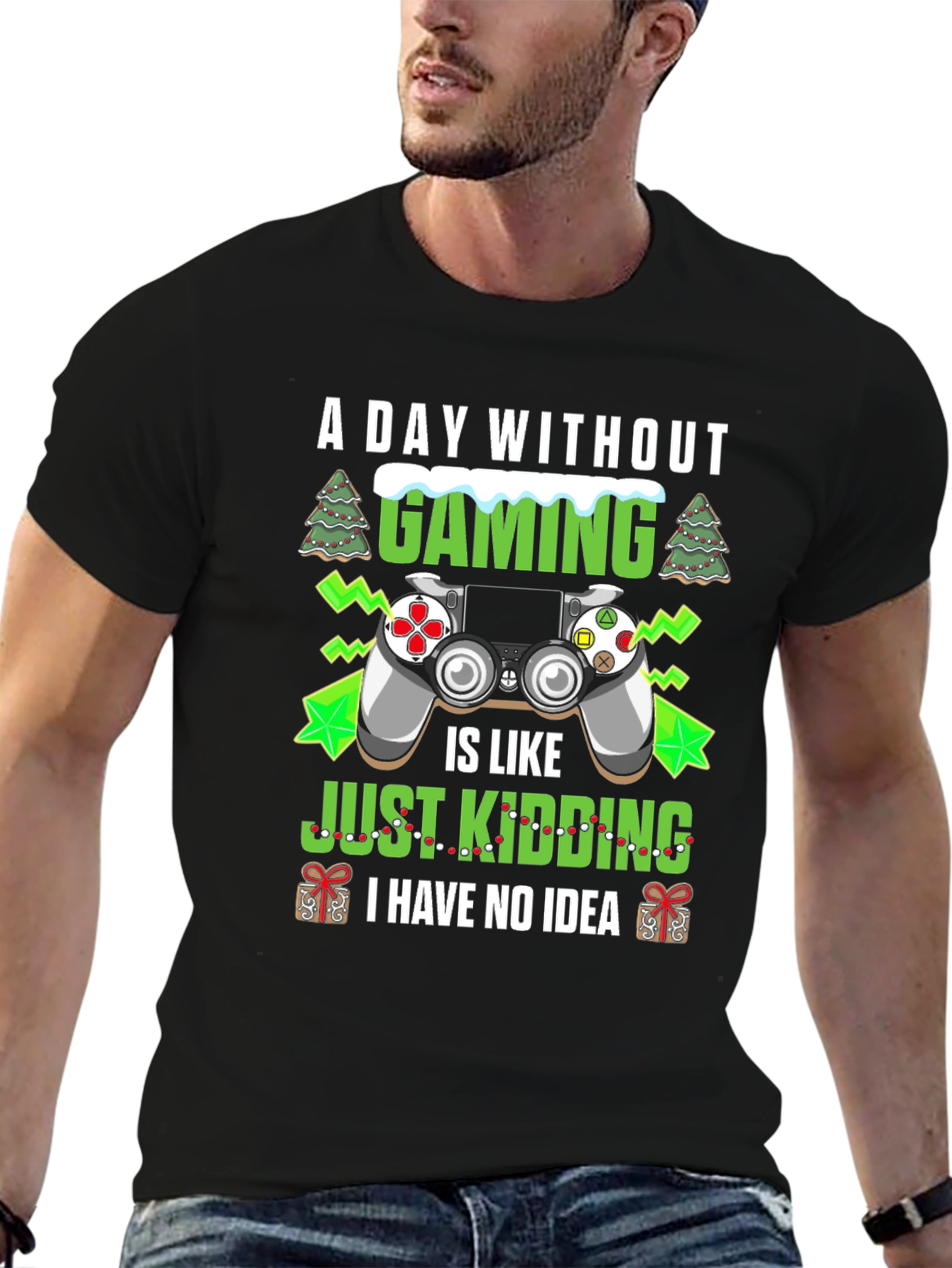 A Day Without Gaming Black Graphic Tee