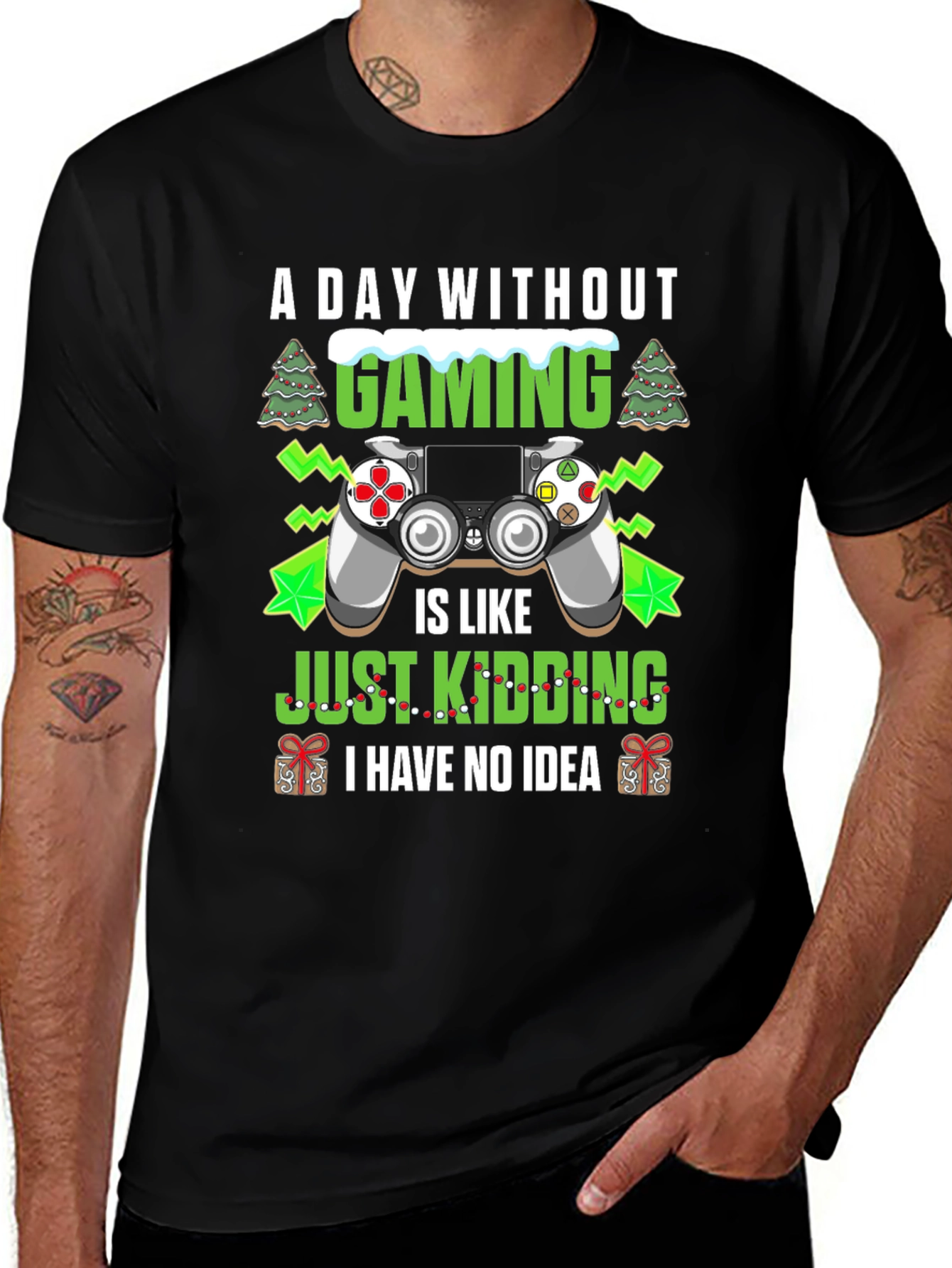 A Day Without Gaming Black Graphic Tee