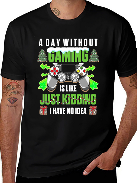 A Day Without Gaming Black Graphic Tee
