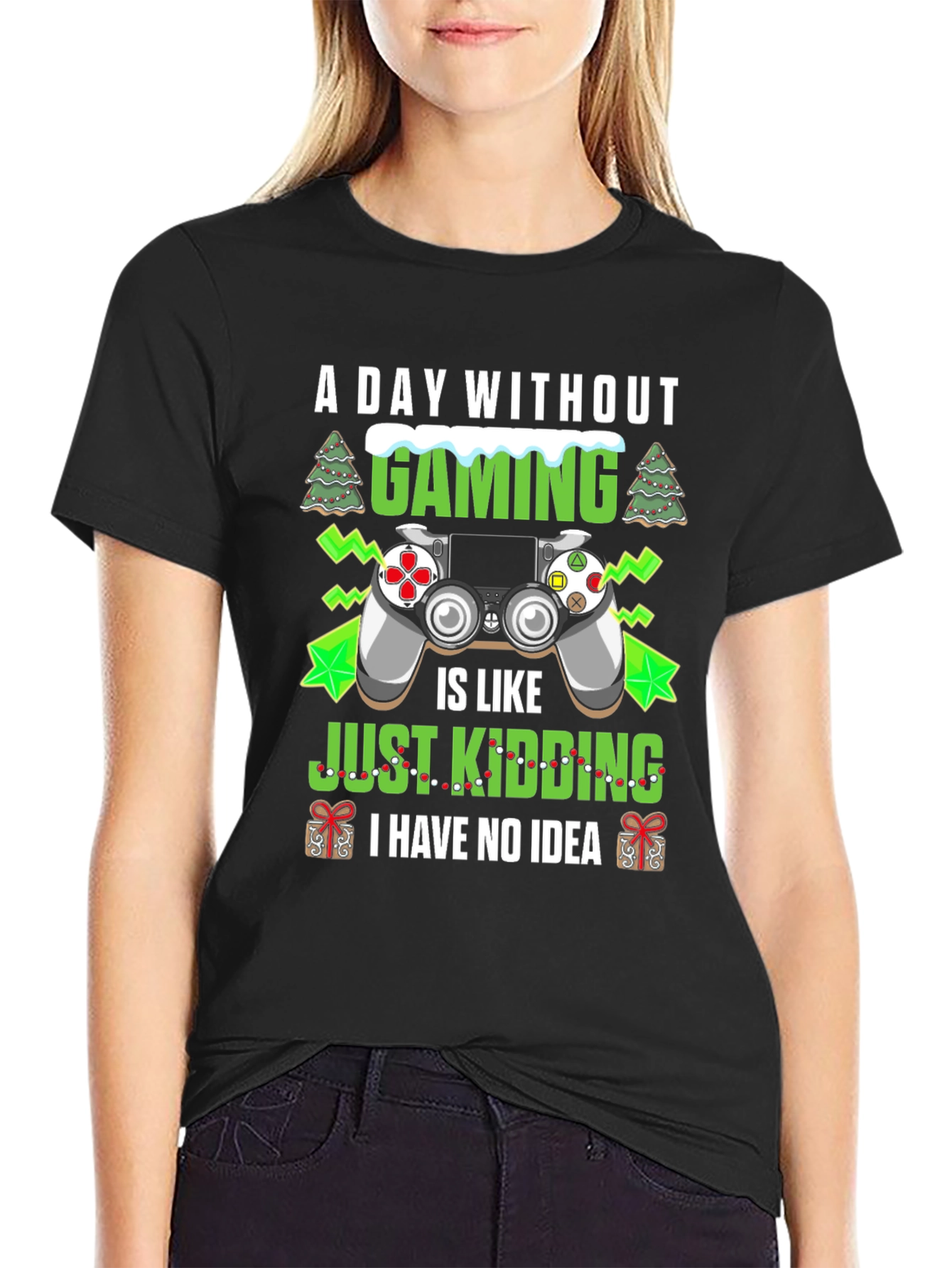 A Day Without Gaming Black Graphic Tee