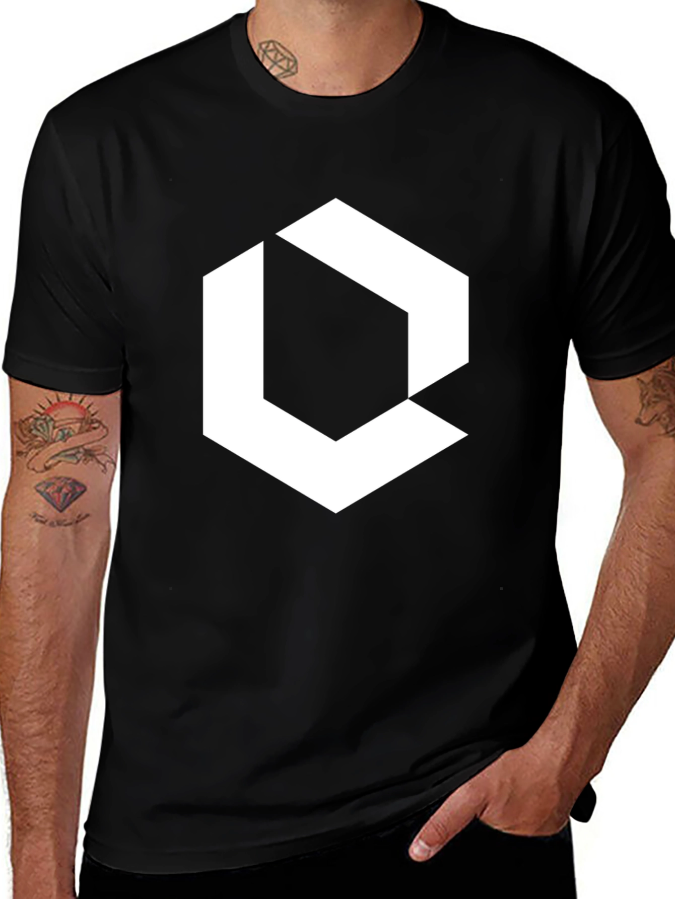 Geometric Graphic Print Black T-Shirt