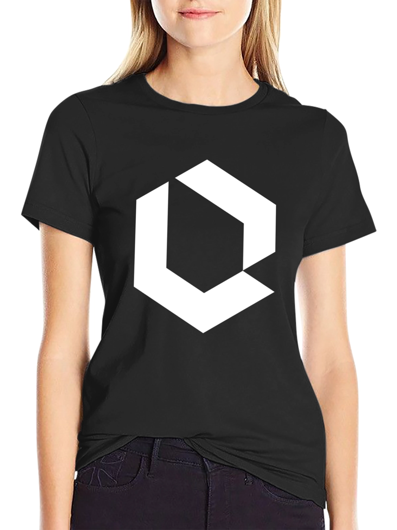 Geometric Graphic Print Black T-Shirt