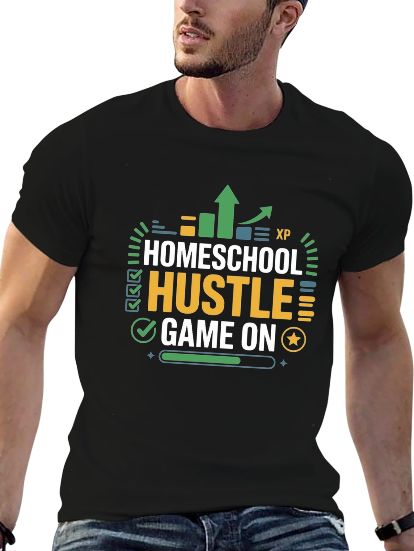 Homeschool Hustle Game On Black T-Shirt