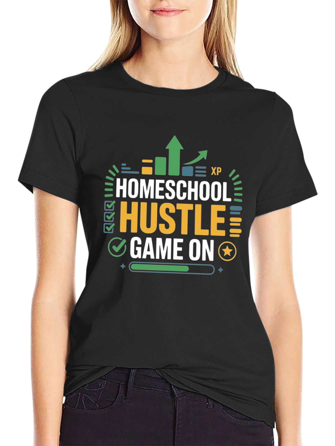 Homeschool Hustle Game On Black T-Shirt