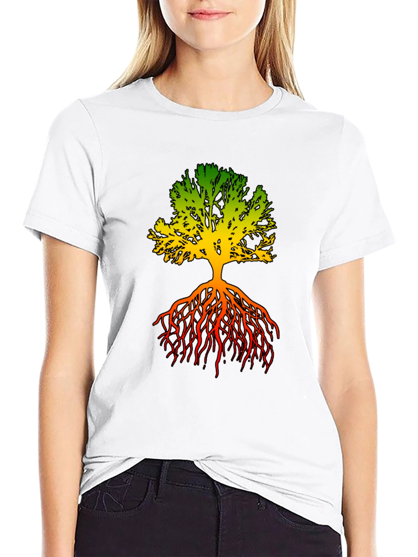 Rasta Tree Roots Graphic Tee - Black