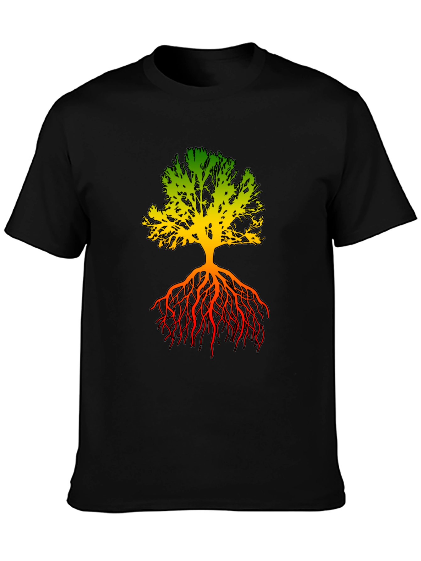 Rasta Tree Roots Graphic Tee - Black