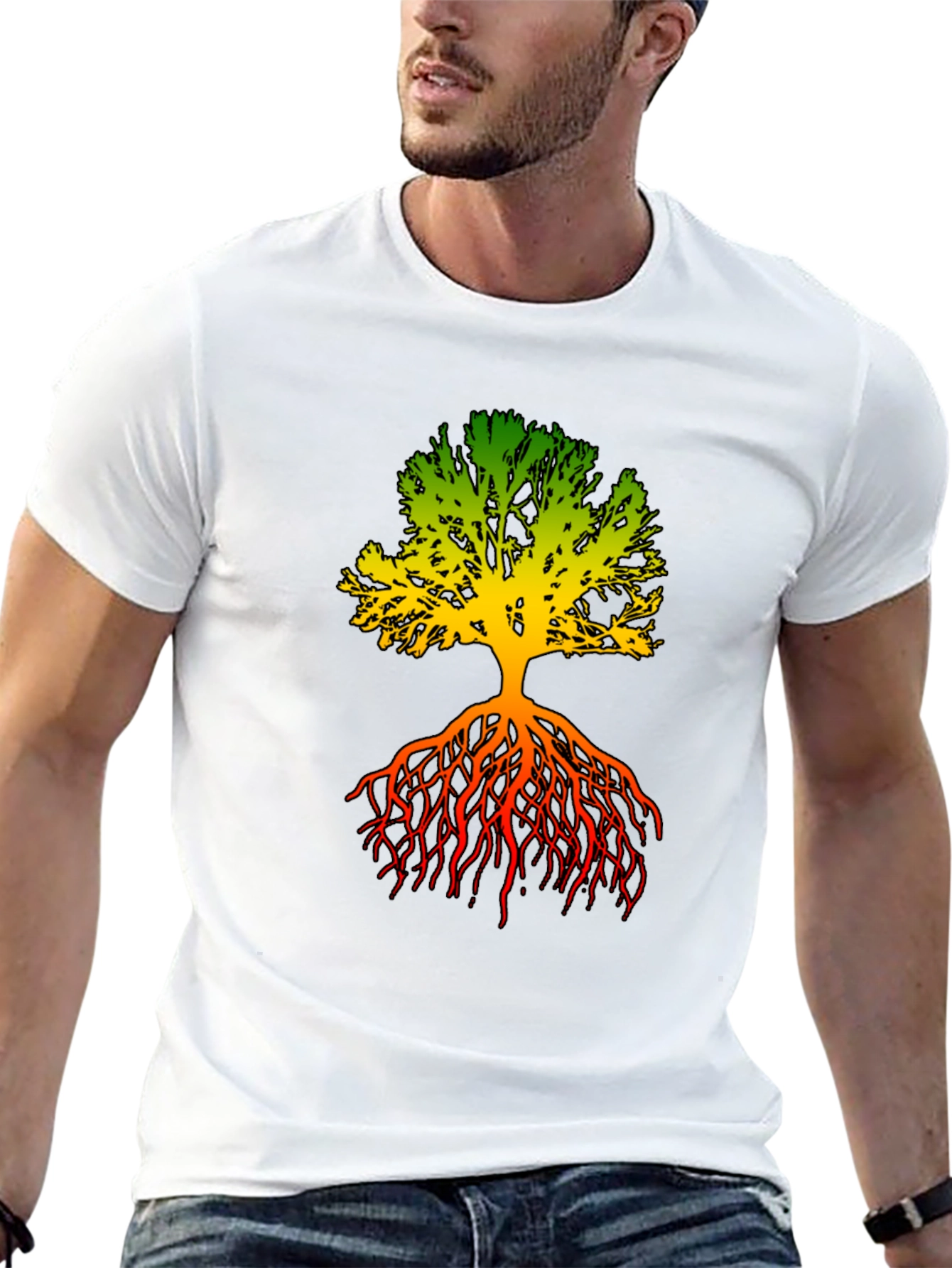 Rasta Tree Roots Graphic Tee - Black