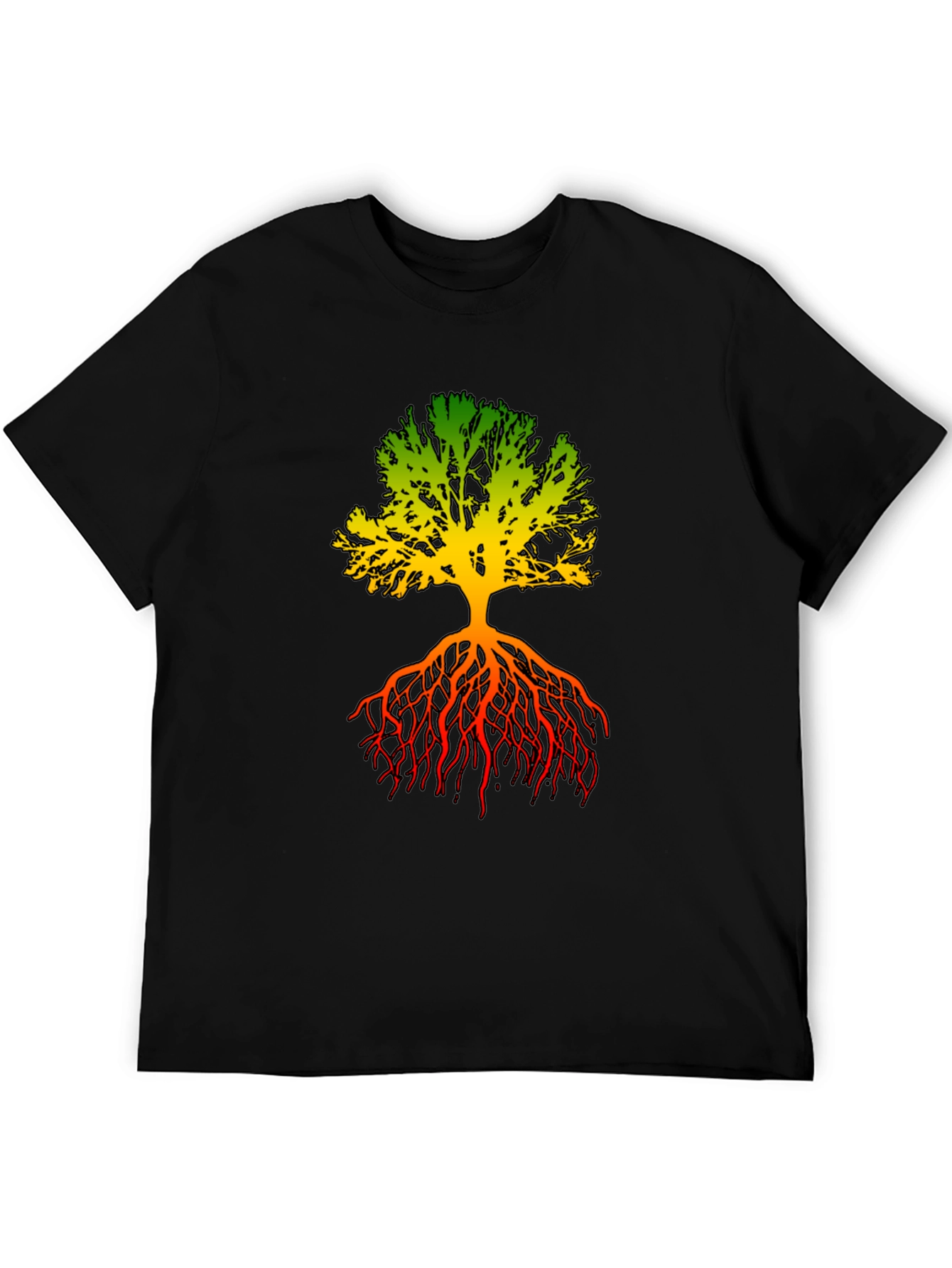 Rasta Tree Roots Graphic Tee - Black