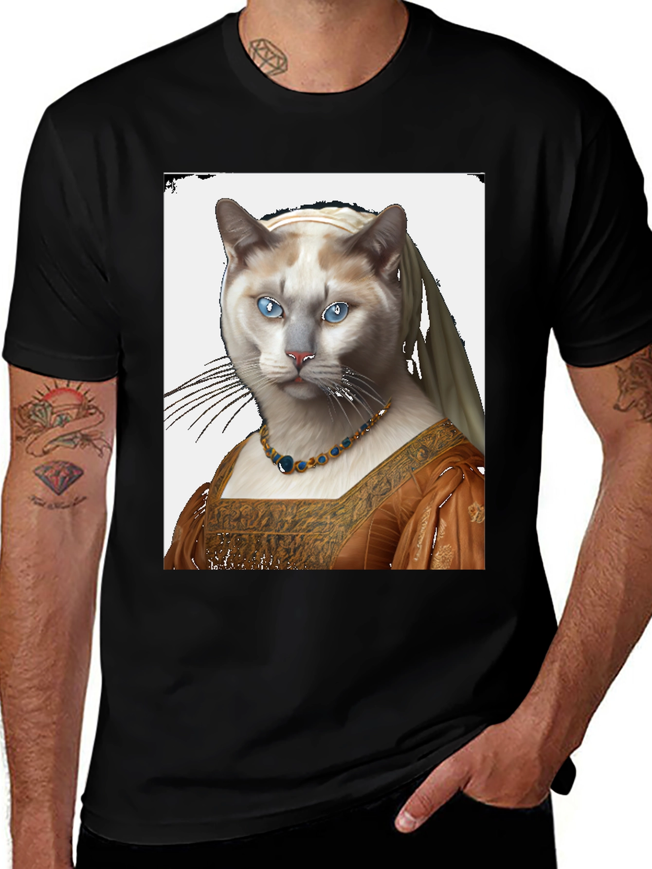 Cat with Pearl Earring T-Shirt