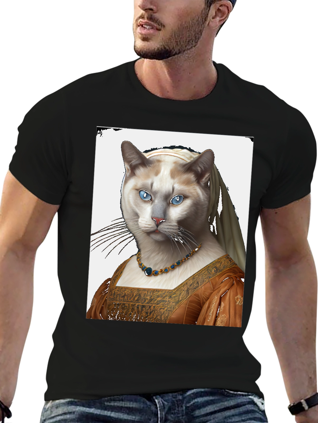 Cat with Pearl Earring T-Shirt