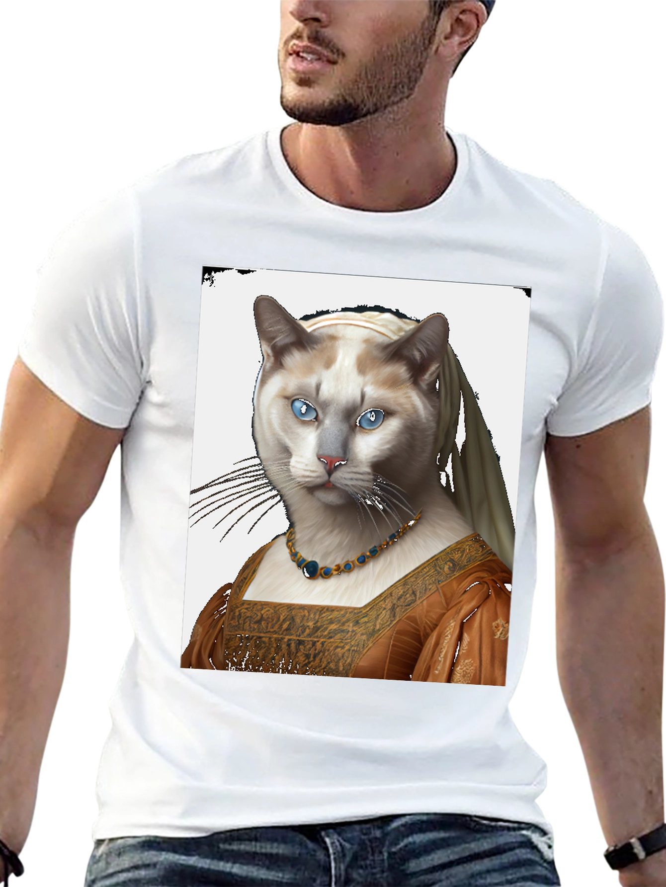 Cat with Pearl Earring T-Shirt