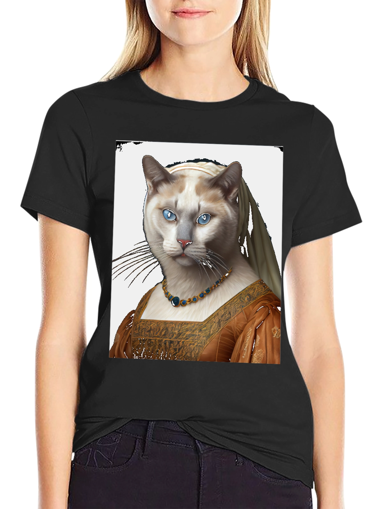 Cat with Pearl Earring T-Shirt