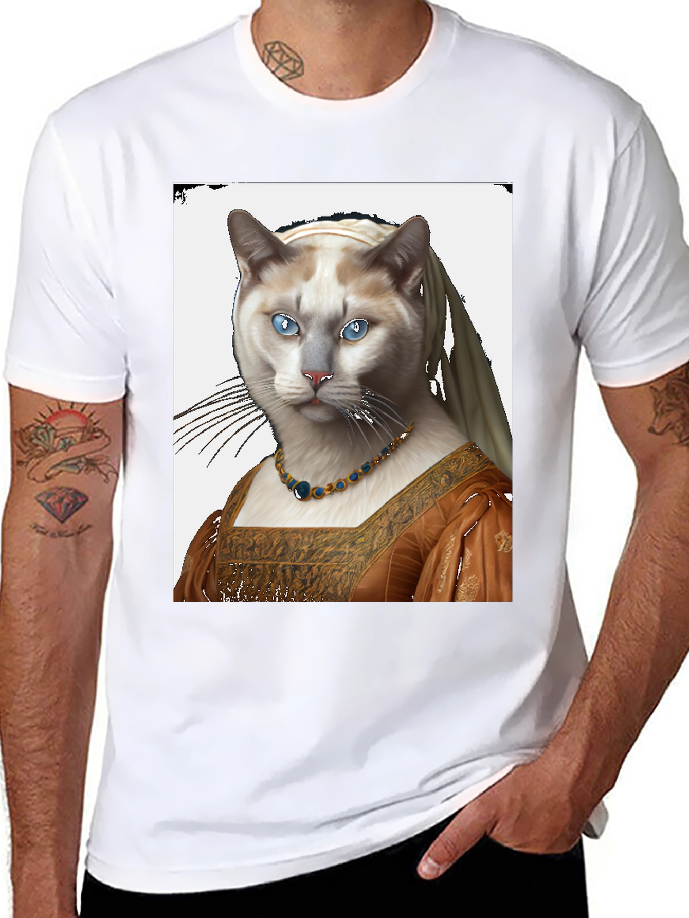 Cat with Pearl Earring T-Shirt