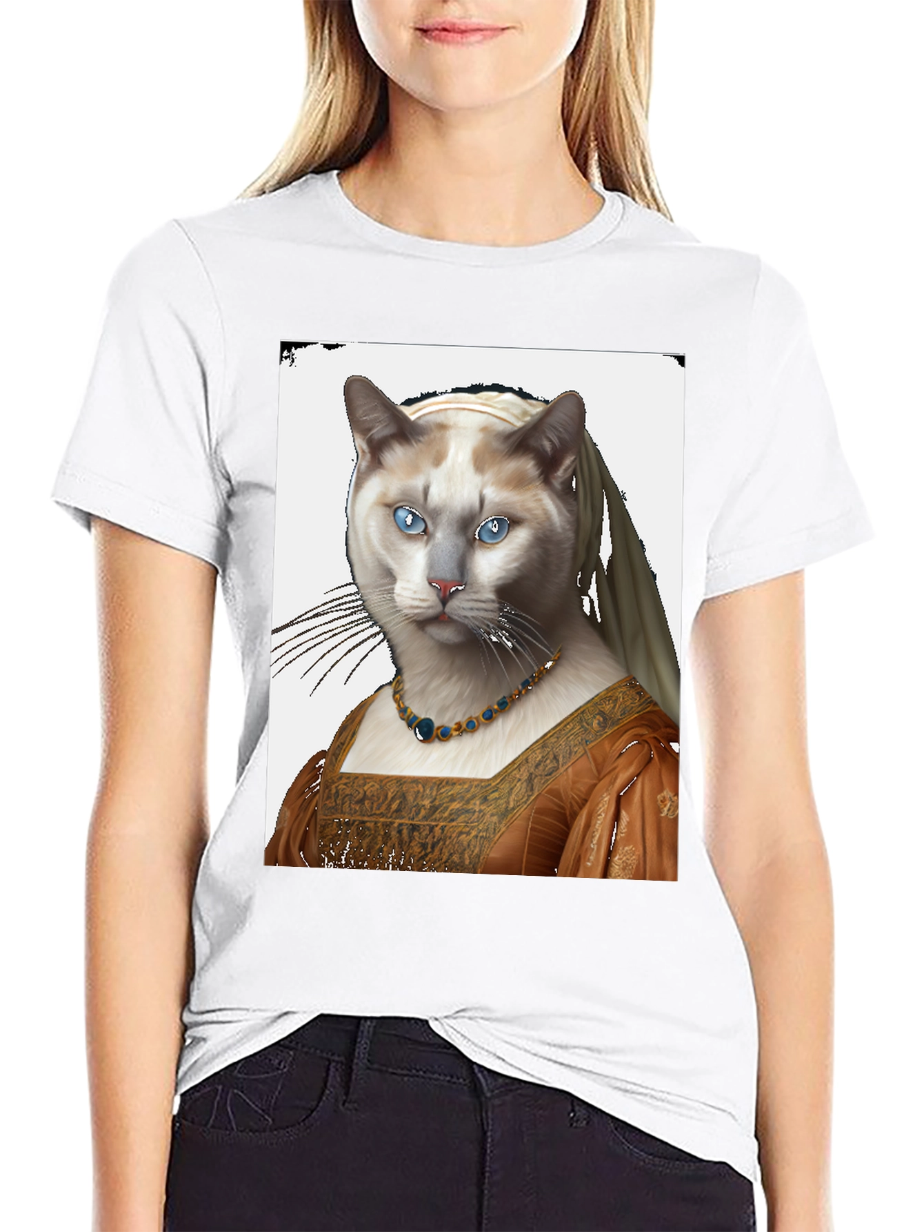 Cat with Pearl Earring T-Shirt
