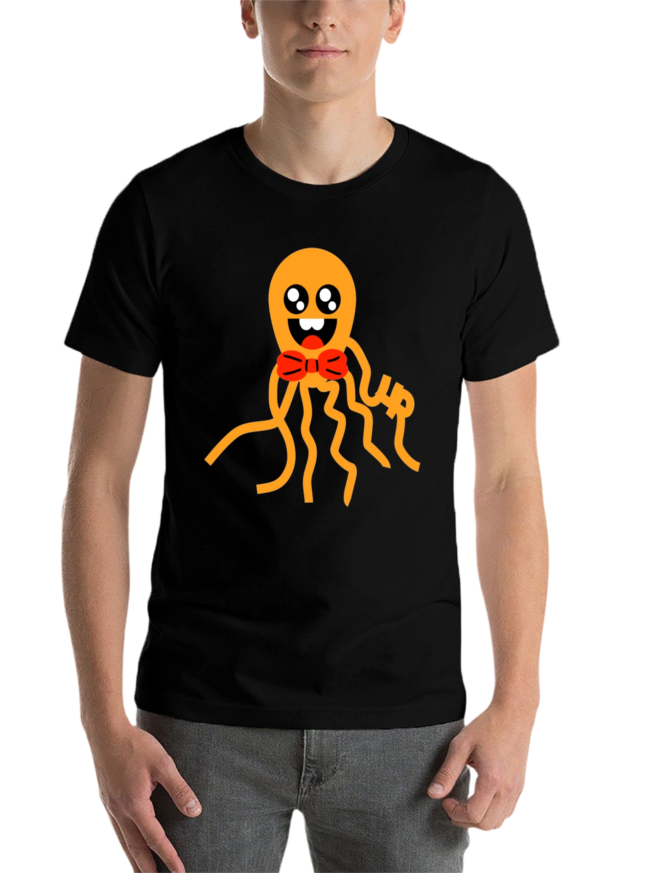 Cute Octopus Graphic Tee - Black Cotton Shirt