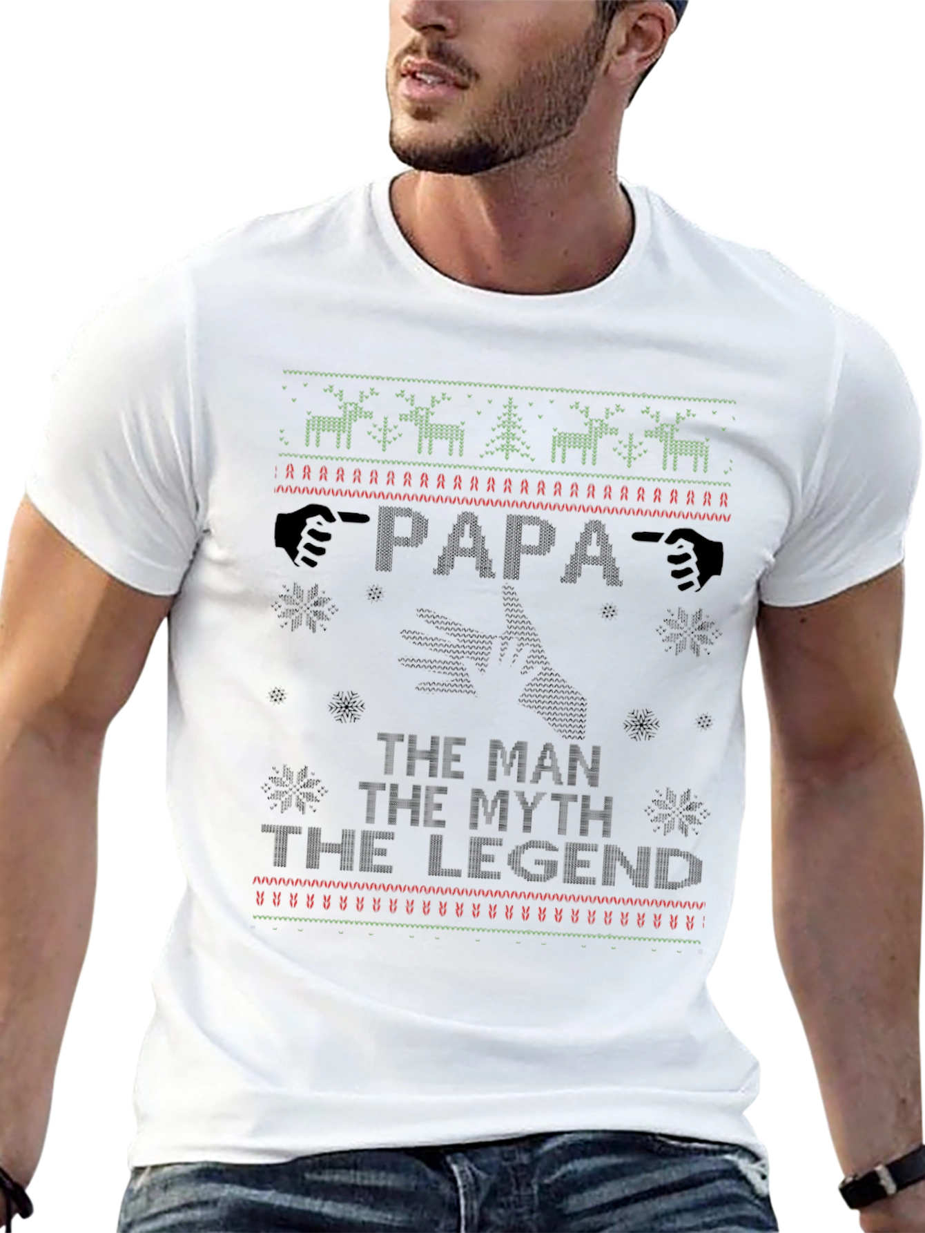 Papa the Man Myth Legend Ugly Christmas T-Shirt