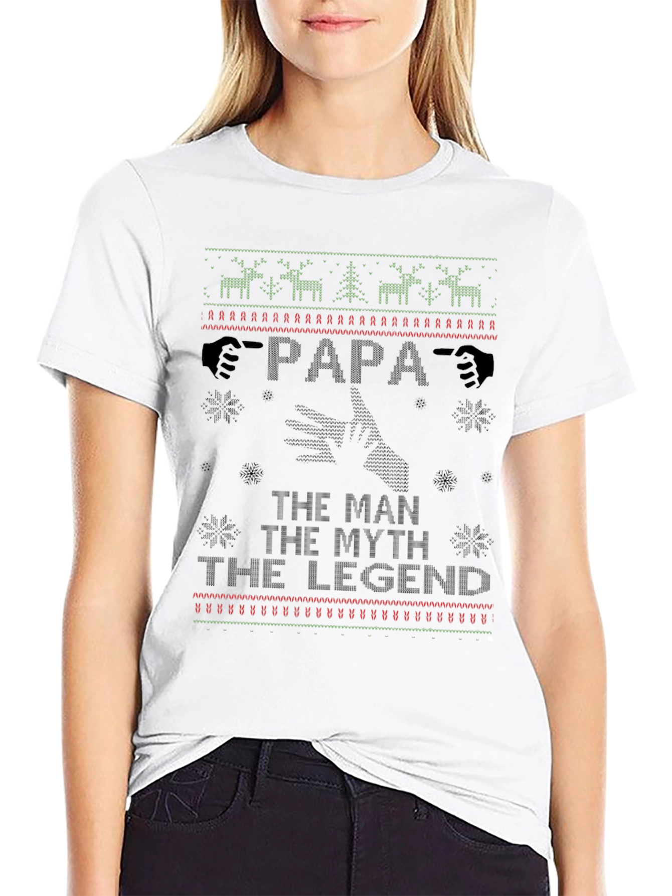 Papa the Man Myth Legend Ugly Christmas T-Shirt