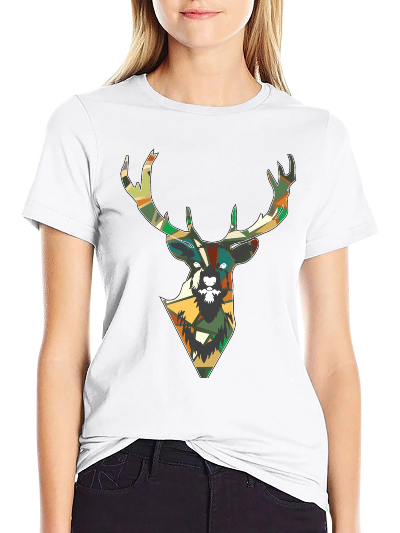 Camouflage Deer Graphic T-Shirt