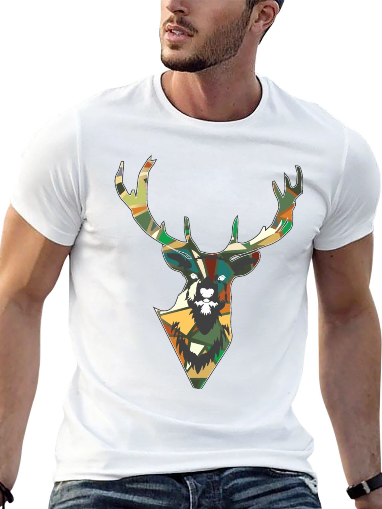 Camouflage Deer Graphic T-Shirt