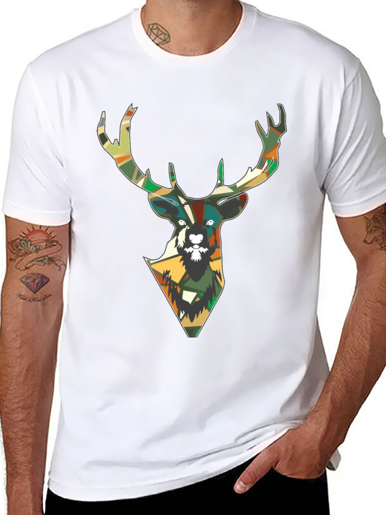 Camouflage Deer Graphic T-Shirt