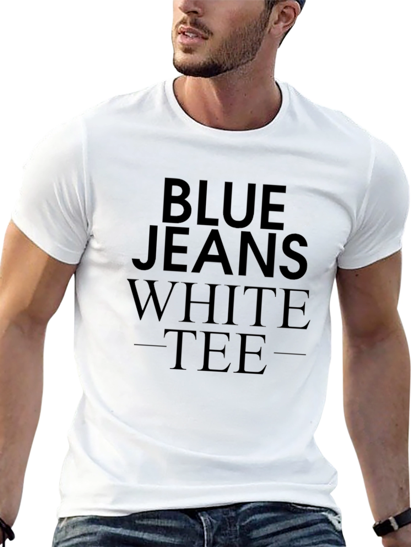 Blue Jeans White Tee Black T-Shirt