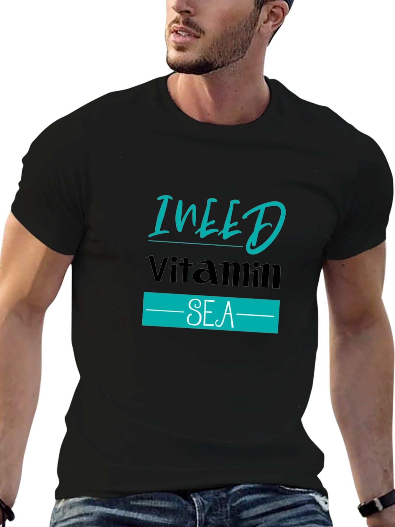 I NEED Vitamin SEA Black T-Shirt