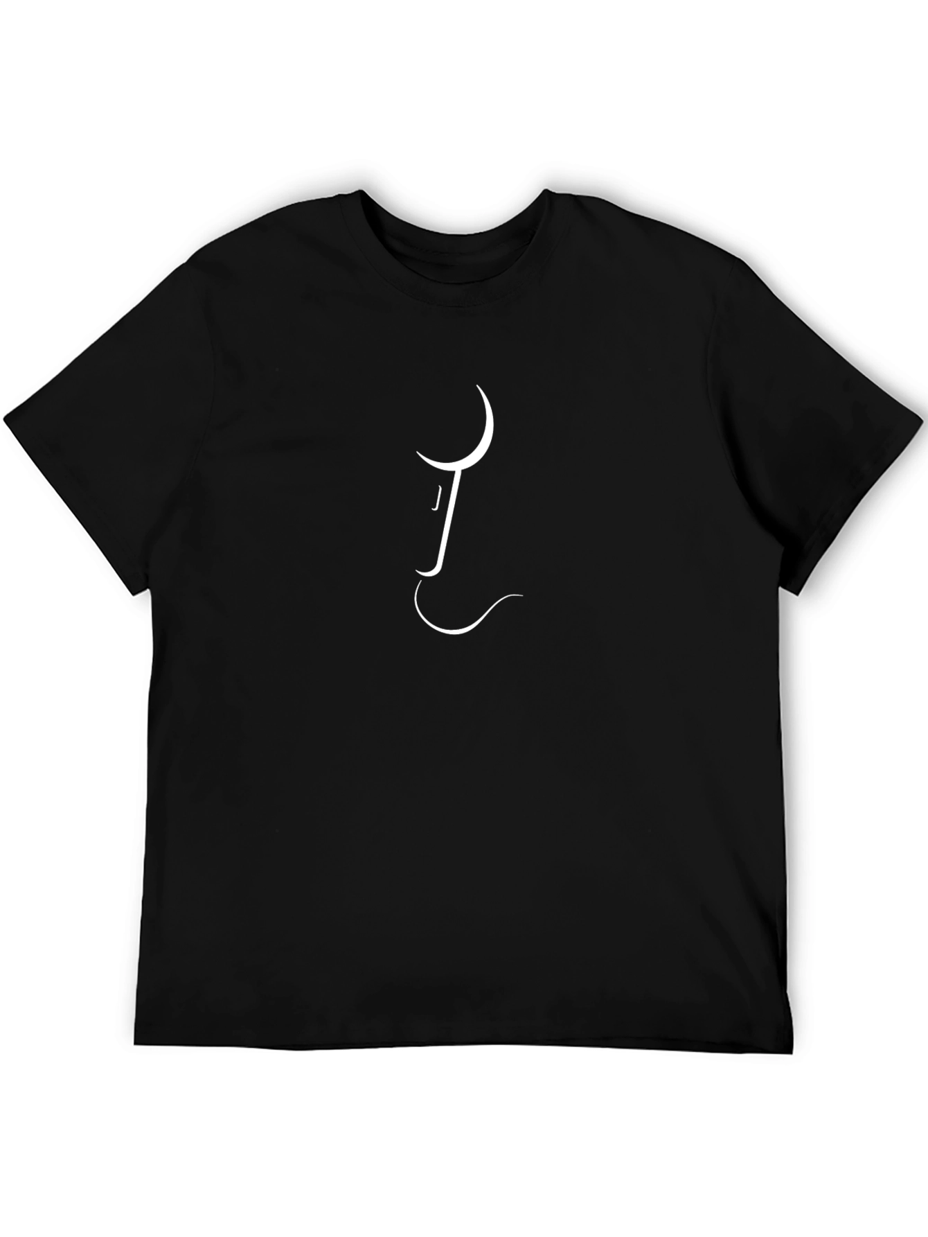 Minimalist Face Line Art Black T-Shirt