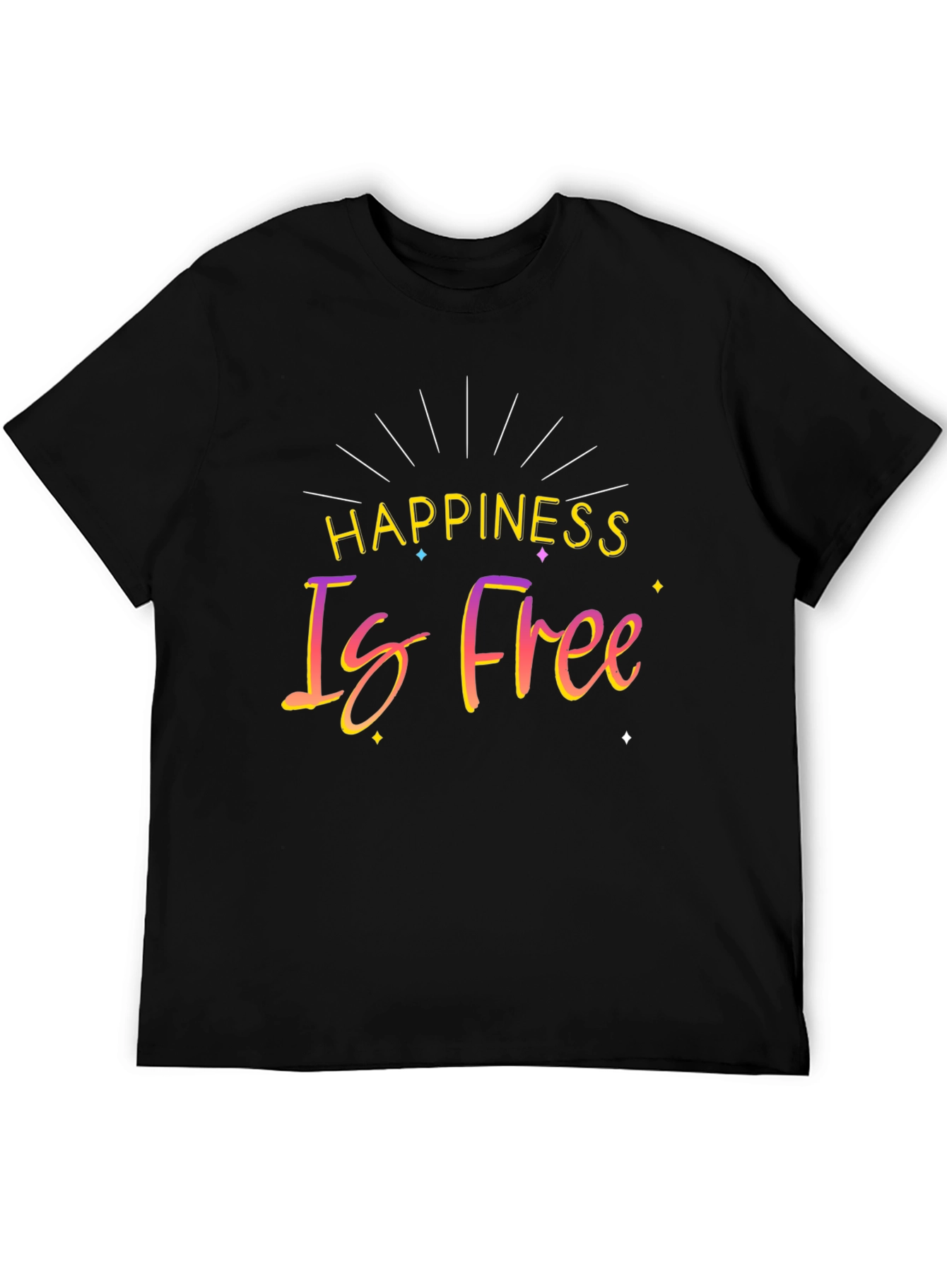 Happiness Is Free Black Graphic T-Shirt