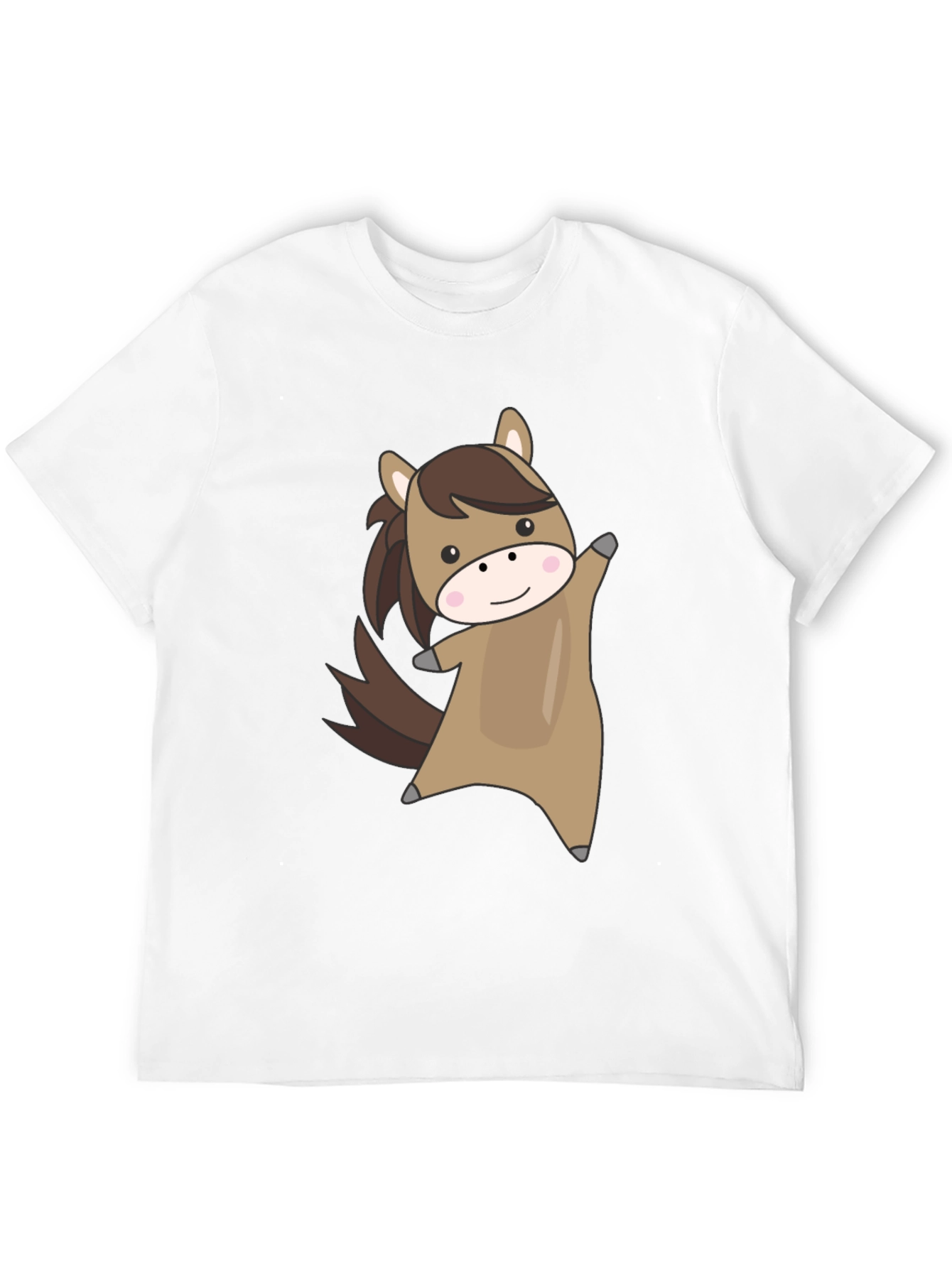 Cute Cartoon Horse Graphic Black T-Shirt