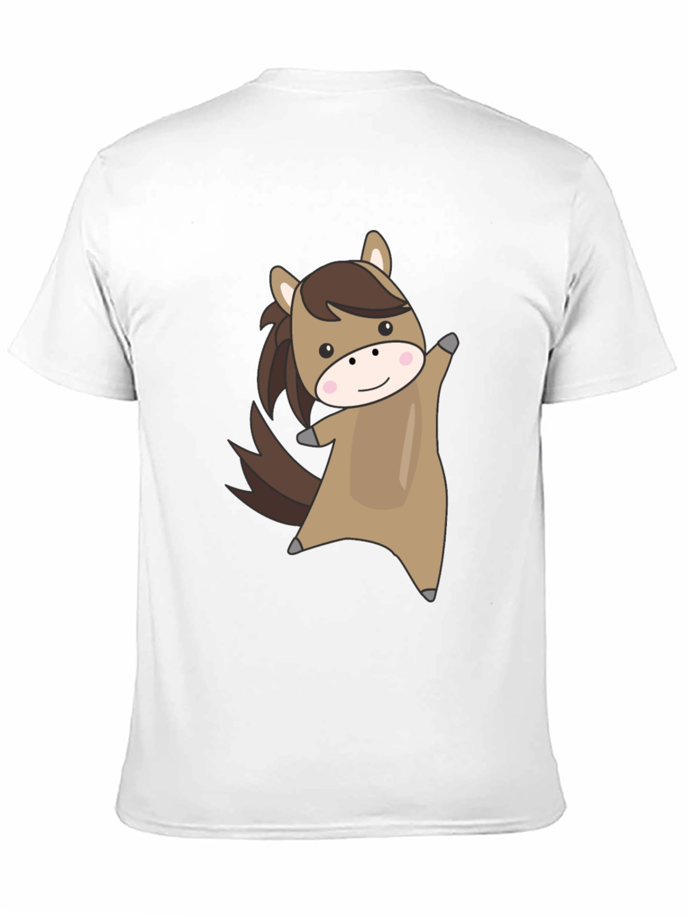 Cute Cartoon Horse Graphic Black T-Shirt