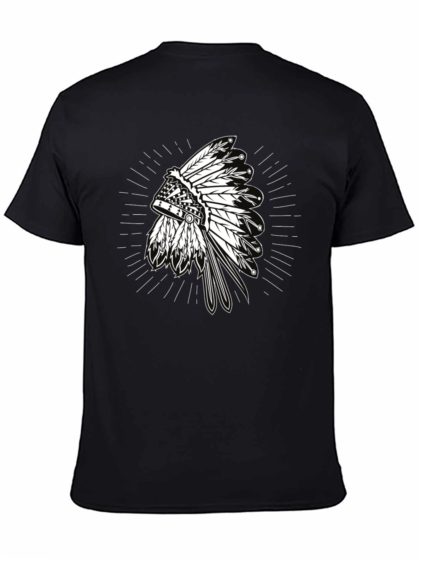 Native American Headdress Graphic Black T-Shirt