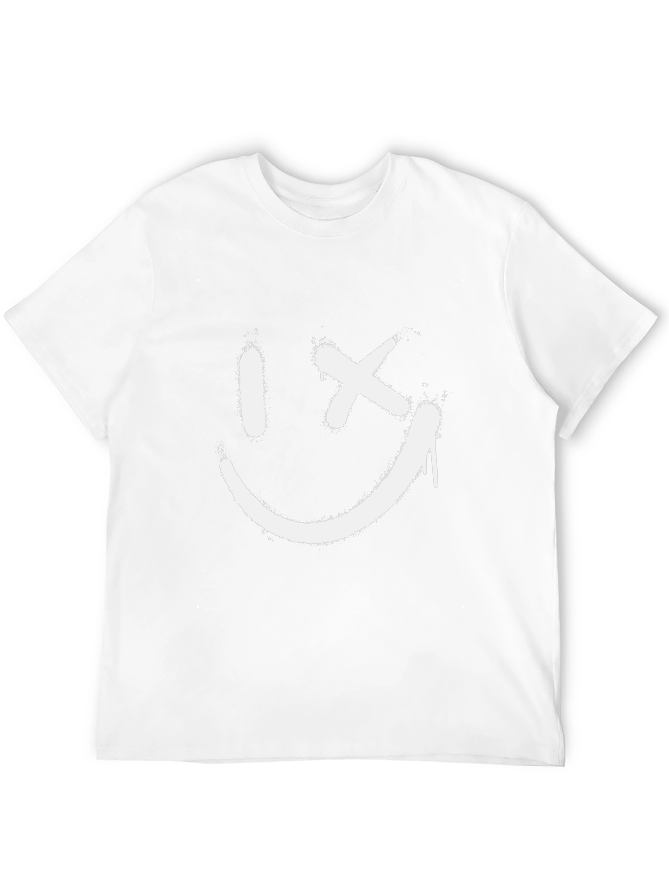 Smiley Face Spray Paint T-Shirt - Casual Black Tee