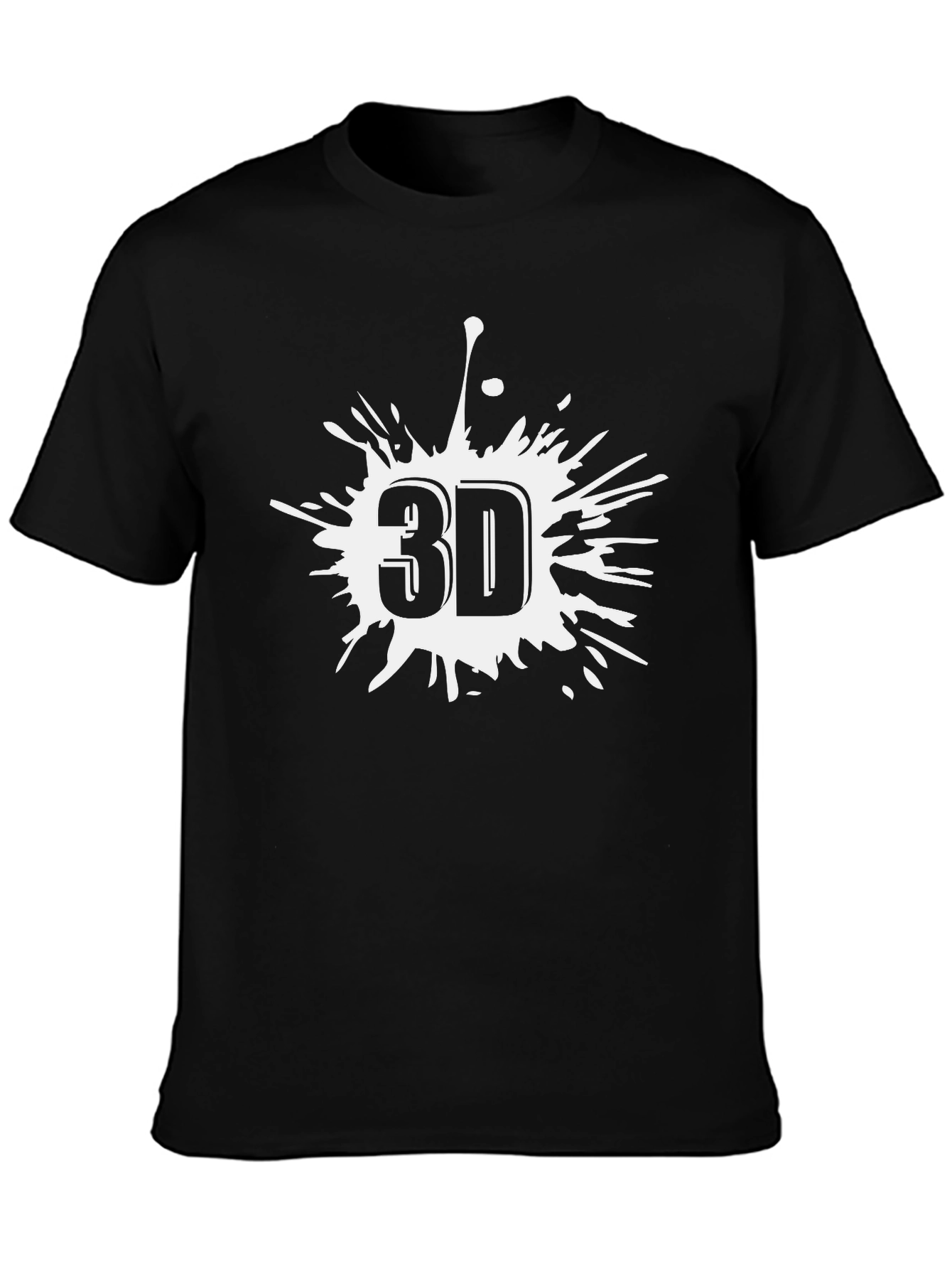 Cool 3D Splash Graphic Black T-Shirt