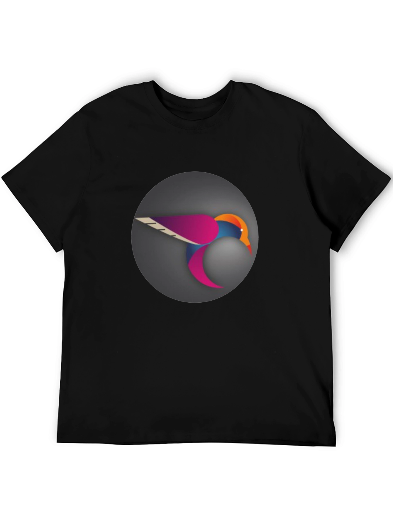 Stylish Black T-Shirt with Modern Bird Graphic