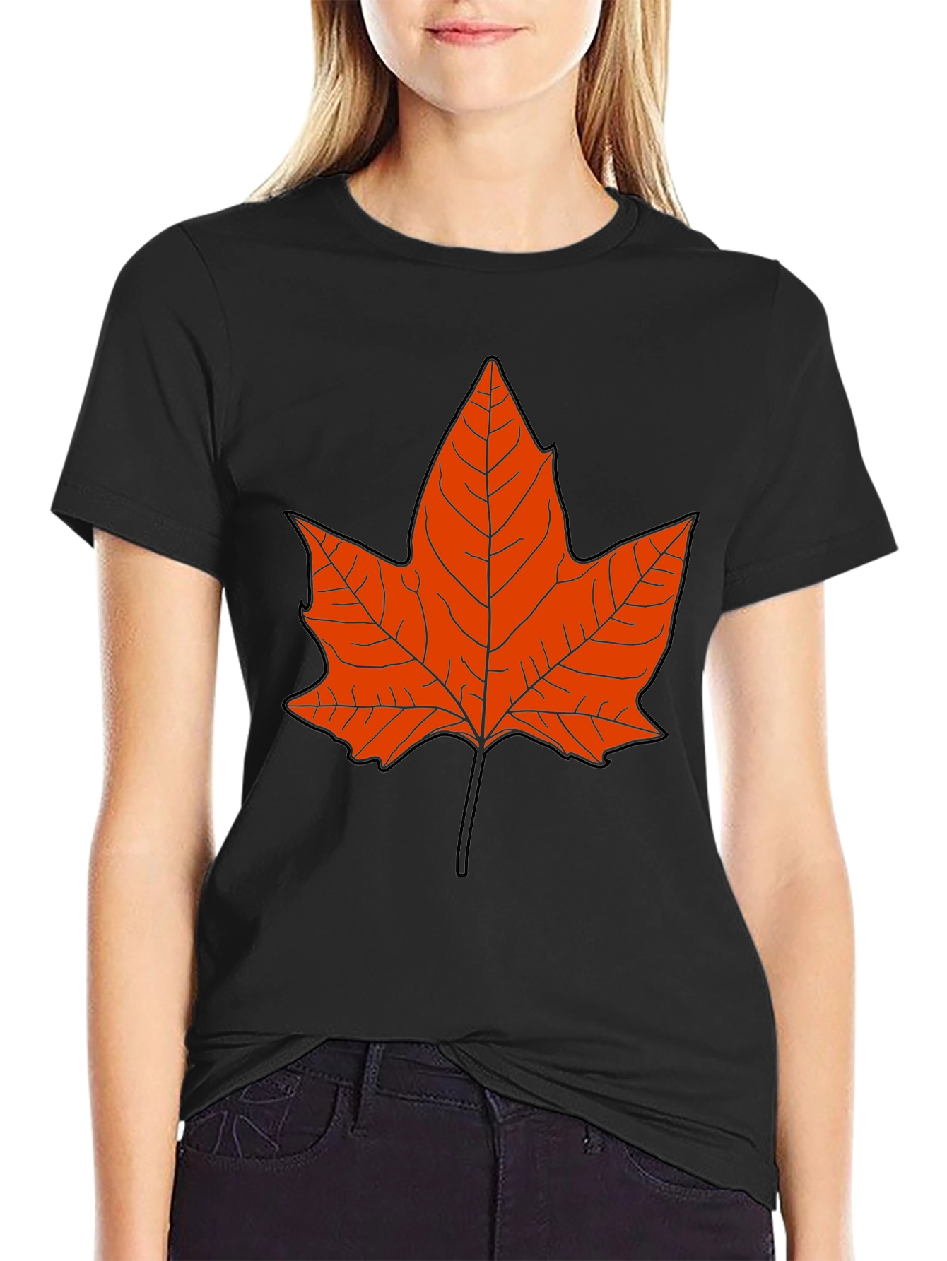 Maple Leaf Graphic Tee - Black